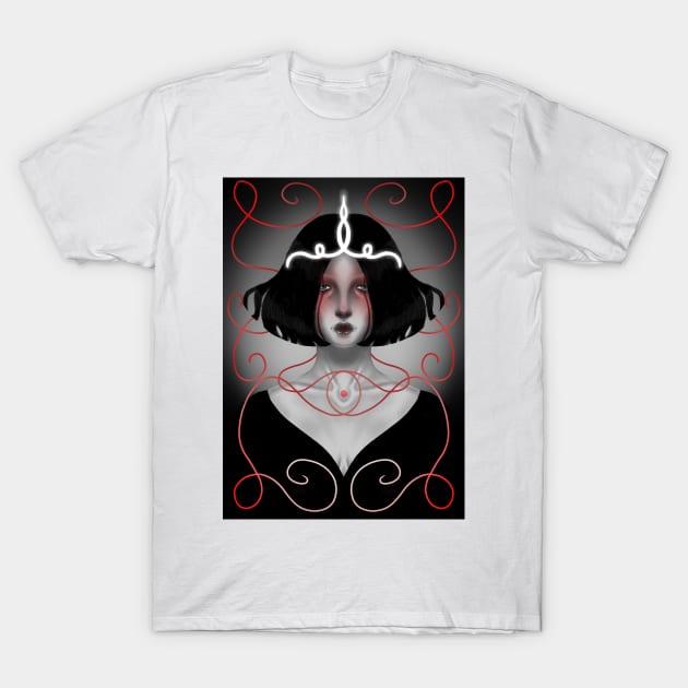 Tarot card high priestess black and white T-Shirt by SosiCreatesArt